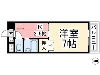 キャッスル朝生田 西棟(1K/5階)の間取り写真