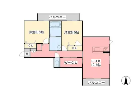 ユキコート椿(2LDK/1階)の間取り写真