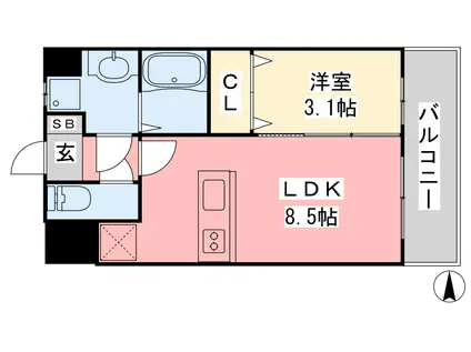 アルファ プレミアム 高砂(1LDK/8階)の間取り写真