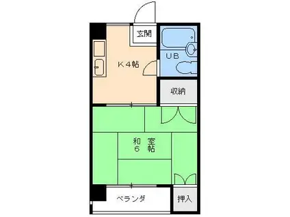 第2京屋マンション(1K/3階)の間取り写真