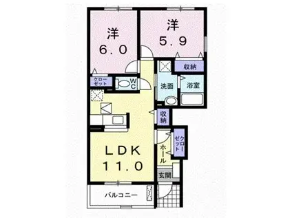 ベルファミーユ(2LDK/1階)の間取り写真