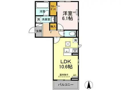 フォレスト和泉A棟(1LDK/1階)の間取り写真