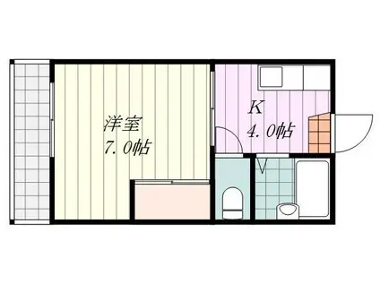 コーポラスTOKUYOSHI(1K/1階)の間取り写真