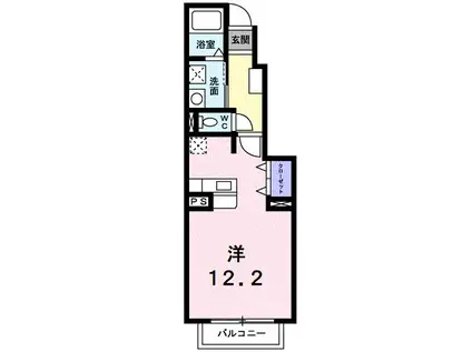プラシードカーサⅠ(ワンルーム/1階)の間取り写真