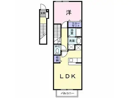 カルムサンリットAⅡ(1LDK/2階)の間取り写真