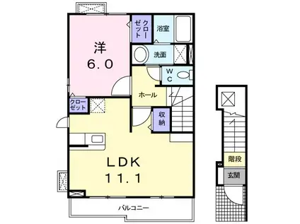 テルオーヴ(1LDK/2階)の間取り写真