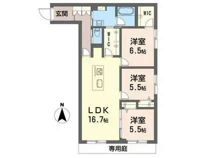 シャーメゾン ルート33(3LDK/1階)の間取り写真