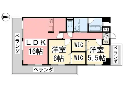 久米ツインタワービル(2LDK/3階)の間取り写真