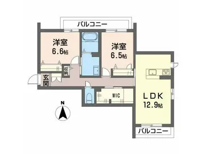 ユキコート椿(2LDK/3階)の間取り写真
