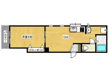 パルフェ八坂(1DK/4階)の間取り写真