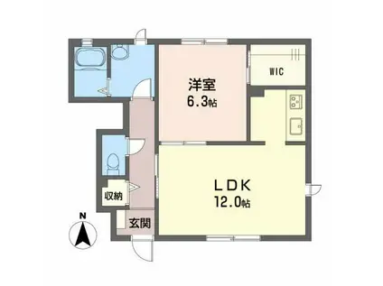 パルティ—タⅡ B棟(1LDK/1階)の間取り写真