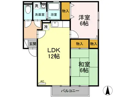 セジュール和泉2 B(2LDK/1階)の間取り写真