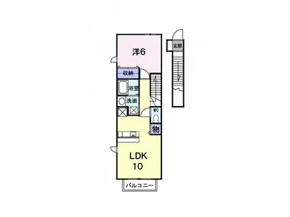 ステラプレッソB(1LDK/2階)の間取り写真