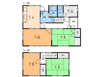 愛媛県松山市 2階建 築31年(4SDK)の間取り写真