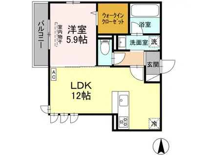 ASAKAWA1(1LDK/2階)の間取り写真