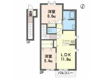 シャーメゾンさくら(2LDK/2階)の間取り写真