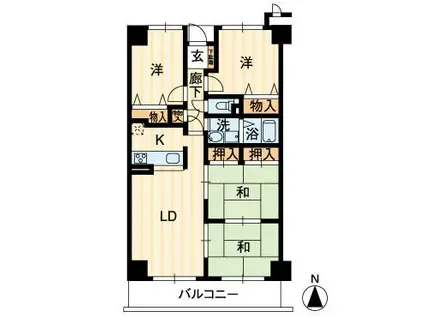 サーパス土居田西(4LDK/2階)の間取り写真