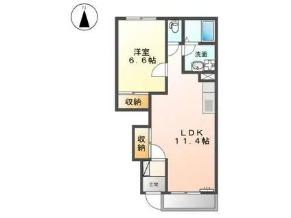 クレシア南黒田(1LDK/1階)の間取り写真