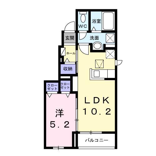 OKUSAWA COURT(1LDK/1階)の間取り写真