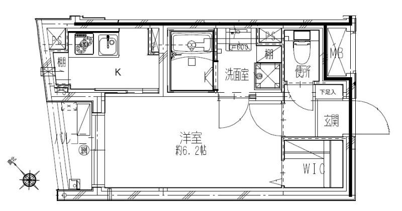 クリアル落合南長崎(1K/4階)の間取り写真