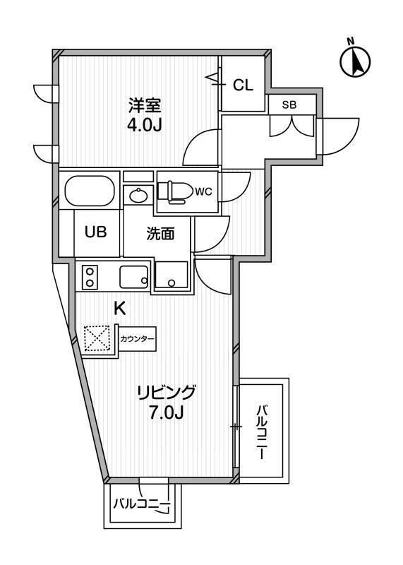 ルクレ東新宿(1LDK/3階)の間取り写真