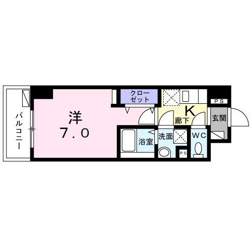 LE GRANDSAWA(1K/1階)の間取り写真