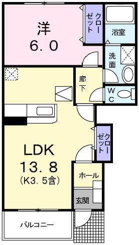 リュミエール アネックスⅠ(1LDK/1階)の間取り写真