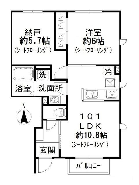Kメゾン西亀有(1SLDK/1階)の間取り写真