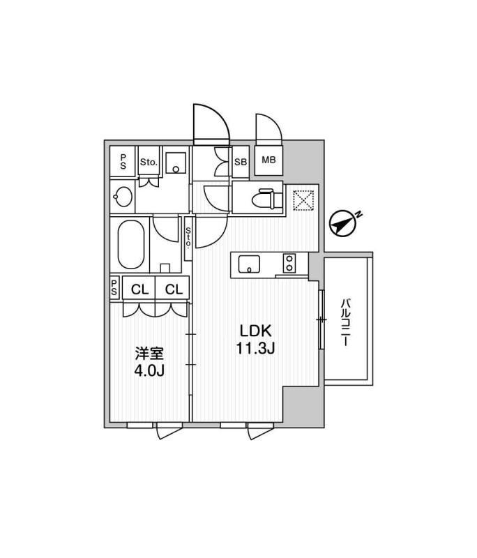 ALTERNA三軒茶屋(1LDK/8階)の間取り写真
