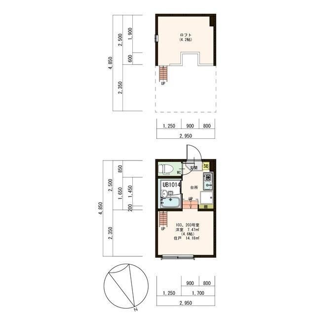 GIARDINO(1K/1階)の間取り写真
