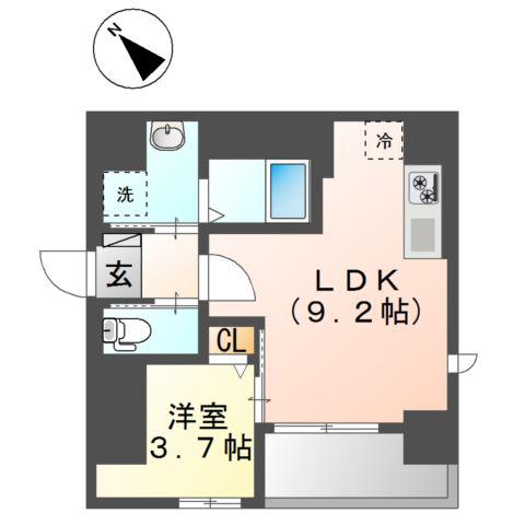 HGD佃 -エッチジーディーツクダ-(1LDK/8階)の間取り写真