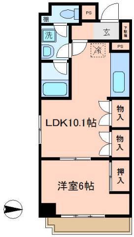 グリーンハイム赤羽(1LDK/2階)の間取り写真