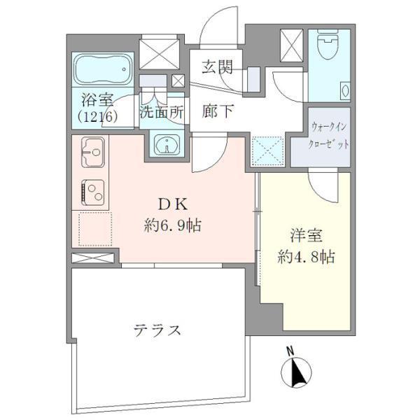 EVERTOW CHOJAMARU(1DK/1階)の間取り写真