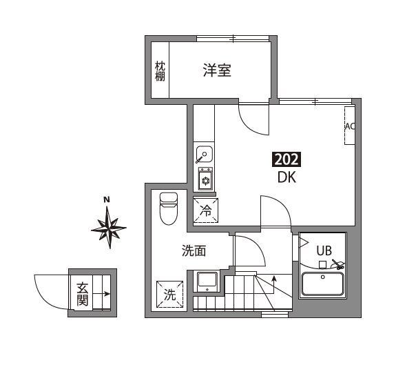 お花茶屋1丁目(1DK/2階)の間取り写真