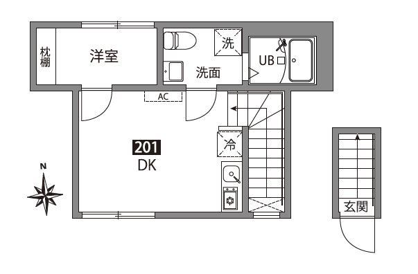 お花茶屋1丁目(1DK/2階)の間取り写真