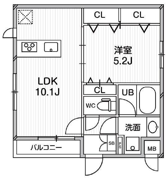 コスモリード目黒花房山(1LDK/1階)の間取り写真