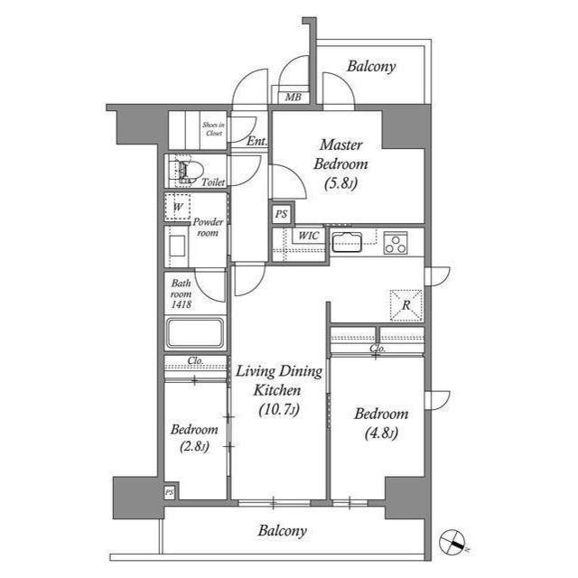 ACP RESIDENCE 浅草(3LDK/8階)の間取り写真
