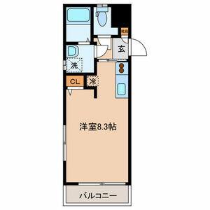 ドエル下馬(ワンルーム/1階)の間取り写真