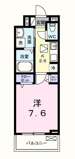 フルール ド フレーズ(1K/1階)の間取り写真