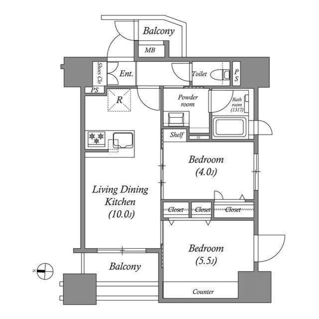 ACP RESIDENCE 中野新橋(2LDK/2階)の間取り写真