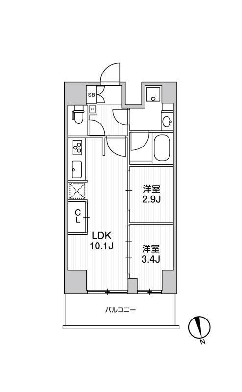 リテラス南千住サウス(2LDK/5階)の間取り写真