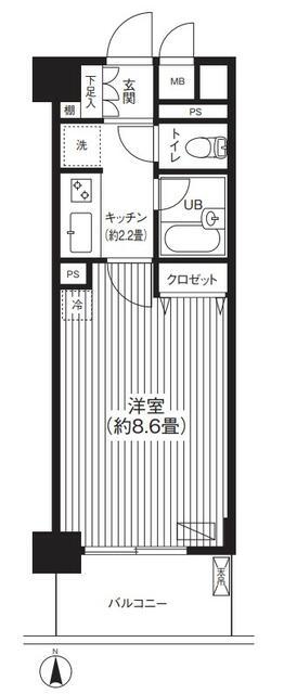 プリマベーラ王子(1K/4階)の間取り写真