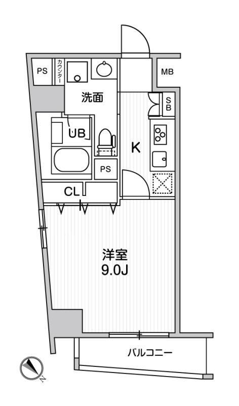 ROOTS HIGASHI NAGASAKI(1K/8階)の間取り写真