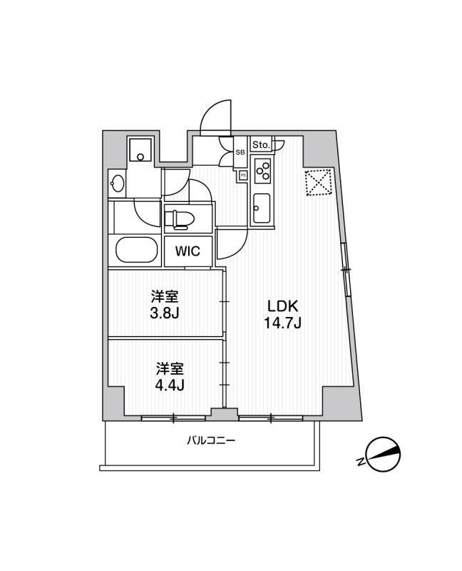 リテラス南千住サウス(2LDK/5階)の間取り写真
