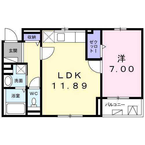 セレノ三田(1LDK/4階)の間取り写真