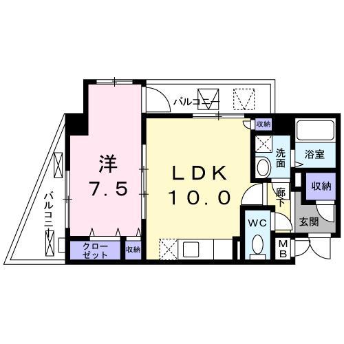 リバティーズSAGA.Ⅰ(1LDK/4階)の間取り写真