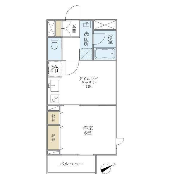 WELLHOUSE東大井(1DK/1階)の間取り写真