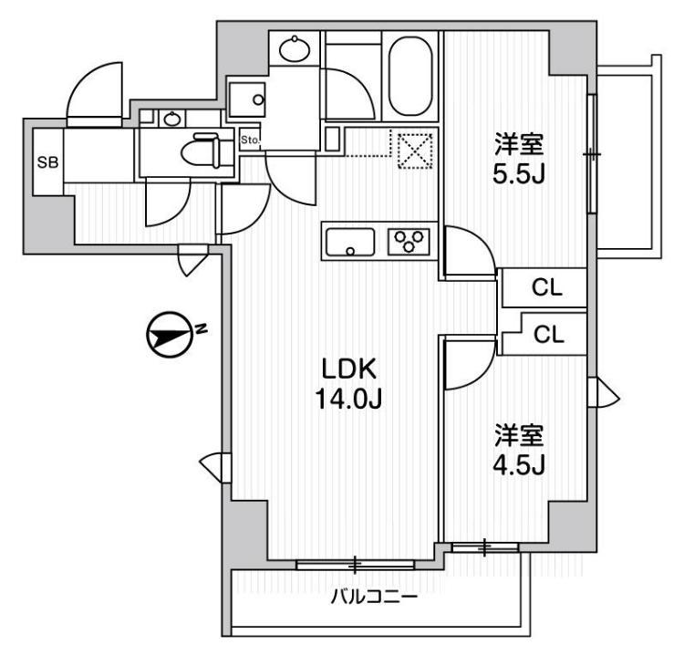 LIGHTHOUSE元浅草(2LDK/5階)の間取り写真