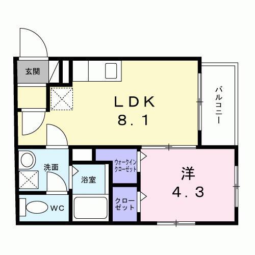 フィオーレ(1LDK/3階)の間取り写真
