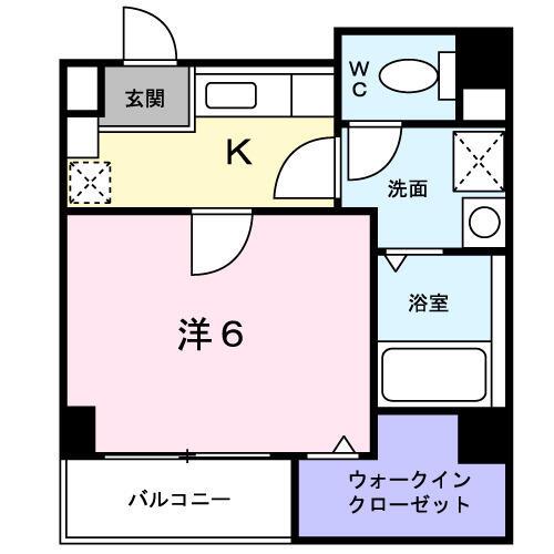 ニューフォーユータナキ(1K/4階)の間取り写真